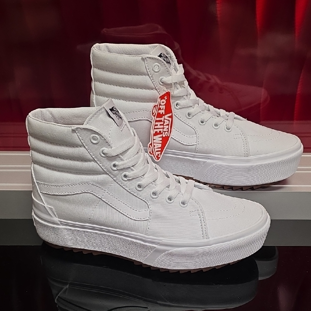 Vans Sk8 Hi Stacked Triple White Platform 8.5 Mens 10 Women's New